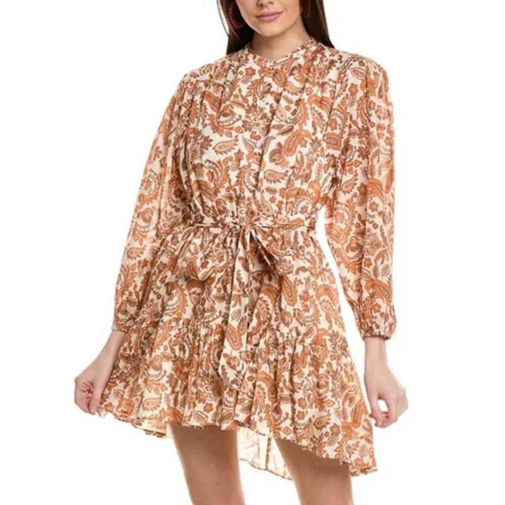 Maje Riditissa Paisley Shirt Dress Orange Size Large (Euro‎ 40)